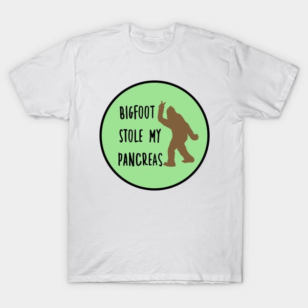 Bigfoot Stole My Pancreas Emerald Green T-Shirt by CatGirl101